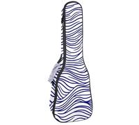 23" Ukulele Bag Big Waves in Linear Style White and Blue Color Pattern Padding Carry Case Ukulele Cover with Storage and Thick Handle