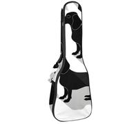 23" Ukulele Bag Black Dogs Dachshund Shadow Padding Carry Case Ukulele Cover with Storage and Thick Handle