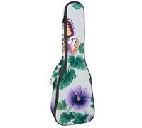 23" Ukulele Bag Clover Flowers Pansies and Leaves and Butterflies Padding Carry Case Ukulele Cover with Storage and Thick Handle