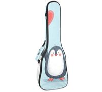 23" Ukulele Bag Cute and Lovely Penguin Holding Heart Shape Balloon Padding Carry Case Ukulele Cover with Storage and Thick Handle