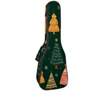 23" Ukulele Bag Cute Doodle Christmas Trees Seamless Pattern Padding Carry Case Ukulele Cover with Storage and Thick Handle