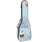 23" Ukulele Bag Cute Elephant with Cupcake Background Padding Carry Case Ukulele Cover with Storage and Thick Handle