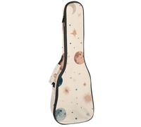 23" Ukulele Bag Cute Moons Stars and Planets on a Pastel Background Padding Carry Case Ukulele Cover with Storage and Thick Handle