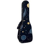 23" Ukulele Bag Cute Night Sky Planets Comets Constellations Padding Carry Case Ukulele Cover with Storage and Thick Handle