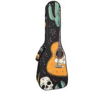 23" Ukulele Bag Day of The Dead Cacti Guitars Skulls Padding Carry Case Ukulele Cover with Storage and Thick Handle