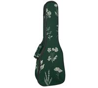 23" Ukulele Bag Doodle Sage Green Flowers Herbs and Plants Padding Carry Case Ukulele Cover with Storage and Thick Handle