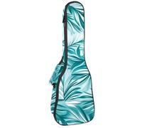 23" Ukulele Bag Exotic Rainforest Flora Turquoise White Texture Padding Carry Case Ukulele Cover with Storage and Thick Handle