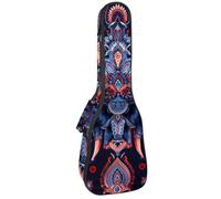 23" Ukulele Bag Indian Elephants and Paisleys Dark Background Padding Carry Case Ukulele Cover with Storage and Thick Handle