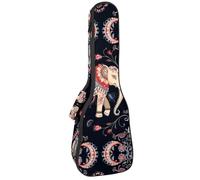 23" Ukulele Bag Indian Style Elephants and Paisleys Pattern Padding Carry Case Ukulele Cover with Storage and Thick Handle