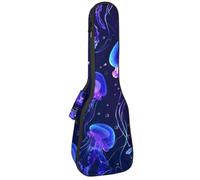 23" Ukulele Bag Jellyfish and Squid Swimming Undersea Seamless Pattern Padding Carry Case Ukulele Cover with Storage and Thick Handle