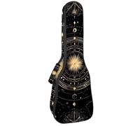 23" Ukulele Bag Magic Zodiac Astrology Gold Stars Black Background Padding Carry Case Ukulele Cover with Storage and Thick Handle