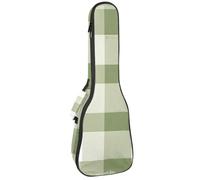 23" Ukulele Bag Sage Green Bias Gingham Check Plaid Padding Carry Case Ukulele Cover with Storage and Thick Handle