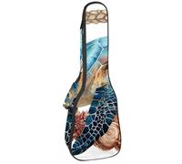 23" Ukulele Bag Sea Turtle and Shells Vintage Pattern Padding Carry Case Ukulele Cover with Storage and Thick Handle