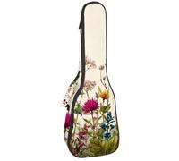 23" Ukulele Bag Various Wildflowers and Delicate Plants Padding Carry Case Ukulele Cover with Storage and Thick Handle