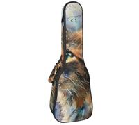 23" Ukulele Bag Watercolor Beautiful Cat Padding Carry Case Ukulele Cover with Storage and Thick Handle