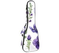 23" Ukulele Bag Watercolor Purple Mauve Lilac Lavender Flowers Padding Carry Case Ukulele Cover with Storage and Thick Handle