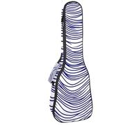 23" Ukulele Bag Waves in Linear Style White and Blue Color Pattern Padding Carry Case Ukulele Cover with Storage and Thick Handle
