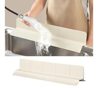 23" Ultra Silicone Sink Splash Guard Released in 2025/Dec,Self-Draining Water Splash Guard for Kitchen Sink,Bathroom and Island,with 3.5" High Splash Guard & 7 Strong Suction Cup(Beige)