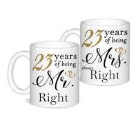 23 Year Anniversary Coffee Mugs Set of 2, 23th Anniversary Wedding Gifts for Wife Husband Parents Grandparents Men Women Him Her, 23 Year Valentines Engagement Couple Cups