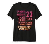 23 Years Married Funny 23rd Wedding Anniversary Premium T-Shirt