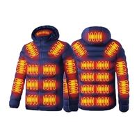 23 Zone Heated Jacket for Men, Heated Body Warmer Hooded Heating Jackets Adjustable Temperature, Winter Warm Coat for Outdoor Camping Hiking Golf(Blue,M)