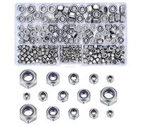 230 Pcs A2-70 Nylon Lock Nuts Assortment Kit, Stainless Steel Nylock Nuts Assorted, M3 M4 M5 M6 M8 Screw Locknut Insert Hex Locking NutsSet with Plastic Box