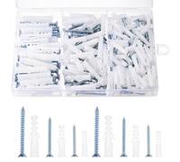 230 Pcs Plasterboard Fixings Wall Plugs and Screws Set, Plastic Expansion Raw Plugs for Plasterboard Anchors & Self Tapping Masonry Screws for Brick Wall Concrete Screw and Wall Plug Set(115+115)