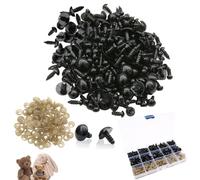 230 PCS Safety Noses for Crochet Toys | Plastic Animal Noses for DIY Craft | Black | Various Sizes | Secure Backing, Safe for Kids | Ideal for Amigurumi, Stuffed Animals, Plush Toys
