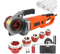 2300W Electric Pipe Threader, Portable Handheld Pipe Threading Machine Kit with 6 Bspt Dies, Heavy-Duty Plumbing Tool for Steel, Galvanised & Water Pipes