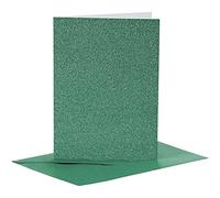 23026 Cards and Env 10.5x15cm 4pk green glitter