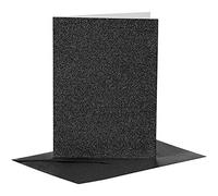 23027 Cards and Env 10.5x15cm 4pk black glitter