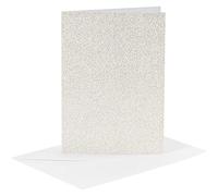 23028 Cards and Env 10.5x15cm 4pk white glitter