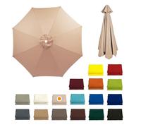 230CM/270CM/300CM + 8 Arms Patio Umbrella Replacement Cloth Canopy Cover Waterproof Garden Replacement Parasol Fabric Cover Outdoor Table Market Yard Umbrella Top Cantilever Umbrella Canopy(Champagne,