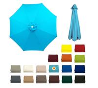 230CM/270CM/300CM + 8 Arms Patio Umbrella Replacement Cloth Canopy Cover Waterproof Garden Replacement Parasol Fabric Cover Outdoor Table Market Yard Umbrella Top Cantilever Umbrella Canopy(Sky Blue,3