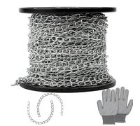 230ft Jack Chain for Hanging, Galvanized Steel Small Chain for Hanging Baskets, Pictures, Bird Feeders, Plants, Lights, Light Duty Chain for Hanging with Extra Gloves