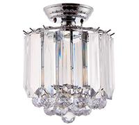 230mm Flush Ceiling Mounted Down Light | Chrome & Clear Acrylic | 2X E14 Lamp Bulb Housing | Over Head Retro Traditional Office Hallway Lighting Holder Fitting | Bright Round Hanging Chandelier