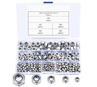 230Pcs 304 Stainless Steel Lock Nuts Set with Organiser Box - M3 M4 M5 M6 M8 Locking Nuts for Vibration Proof & Corrosion Resistance