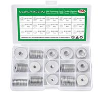 230Pcs Large Flat Washer Set, 304 Stainless Steel Flat Penny Washers Kit | 15 Sizes M3/M4/M5/M6/M8/M10/M12, Repair Fender Washer Plain Round Chrome Washers for Screws, for RC Cars, DIY, & Furniture
