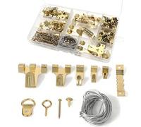 230Pcs Picture Hanging Kit, Heavy Duty Picture Hangers, Hangers with Saw Tooth, D-Ring, Nails, Screws for Mirrors and Paintings Plasterboard Walls