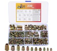 230pcs Threaded Insert Nuts, Threaded Inserts for Wood Insert Nuts, M4 M5 M6 M8 M10 Flanged Hex Socket Nut, Thread Inserts Kit Screw-in Rivet Nut Assortment for Wood Furniture Screws