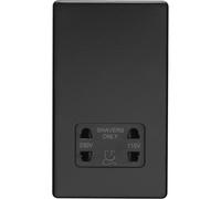 230V & 115V Twin Shaver Socket Wall Plate SCREWLESS MATT BLACK Bathroom