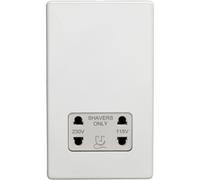 230V & 115V Twin Shaver Socket Wall Plate SCREWLESS MATT WHITE Bathroom
