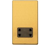 230V & 115V Twin Shaver Socket Wall Plate SCREWLESS SATIN BRASS Bathroom - Bathroom Shower Shaving Power Wall Plate