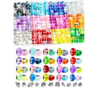 231PCS FIVEIZERO European Large Hole Beads for Jewelry Making - 12 Colors Glass Big Hole Spacer Beads with Metal Charms for Bracelets, Necklaces, Pens & DIY Crafts