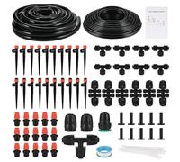 234FT/71M Irrigation System Kit, Faburo Quick Connector Automatic Garden Watering System for Outdoor Plants, 1/4'' + 1/2'' Tubing DIY Greenhouse Drip Irrigation Kit for Lawn, Flower Beds, Patio