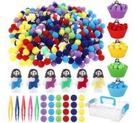 235 Pcs Jesus Sensory Bin Filler Fine Motor Toys Counting Sorting 200 Felt Pompoms 24 Mini Jesus Figures 5 Tweezers 5 Silicone Plates 1 Storage Box, for Counting Sorting Christian Gifts Fillers