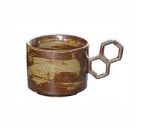 235ml/8oz Japanese minority design creative retro coarse pottery coffee cup-geometric nut painted green
