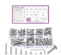 236 Pcs M4 Bolts and Nuts Set, M4 Nuts and Bolts Set, Round Head Hexagon Socket Screws and Washers, Silvery Hex Socket Button Head Cap Machine Screws Kit