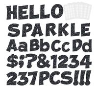 237 Pcs Glitter Bulletin Board Letters, Numbers and Punctuation, Poster Board Letters Alphabet Cut Out Cardboard Letters Accessories for Classroom Display Decorating Supplies 4inch (Black)