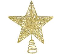 23CM Christmas Tree Topper- Christmas Tree Star for Xmas Decorations- 3D Glitter Gold Christmas Tree Topper- Star Tree Topper for Christmas Tree, Outdoor Indoor Party